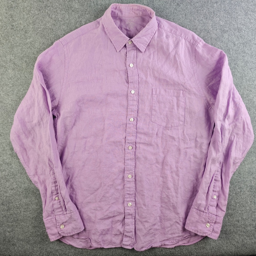 J.Crew Mens Large Slim Fit Irish Linen Baird McNutt Button Down Shirt Purple